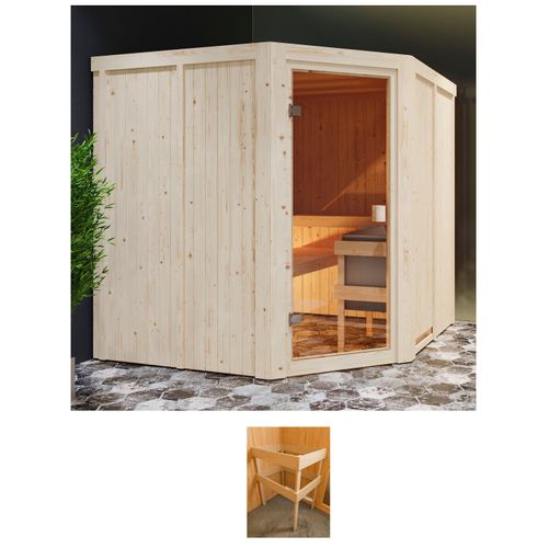 KARIBU Sauna "Kotka" Saunen beige (natur)