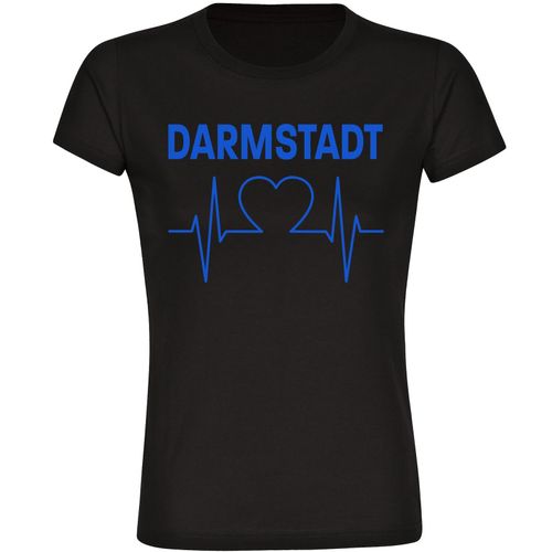multifanshop Damen T-Shirt - Darmstadt - Herzschlag - Druck blau - Frauen