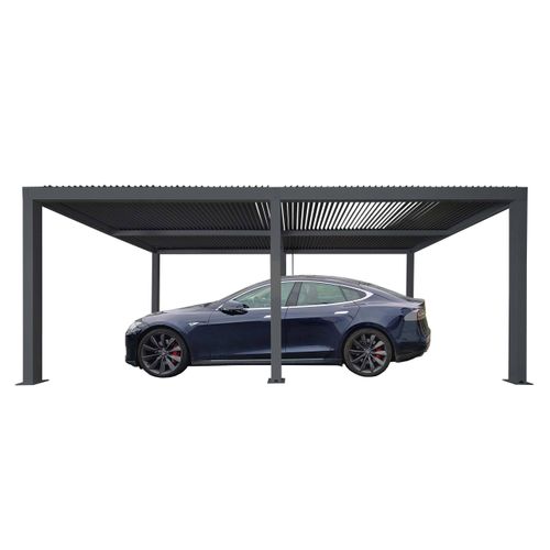 Carport MCW-L46, Autoüberdachung Garage Unterstand, 11cm-Aluminium-Gestell, Regenrinne sturmfest, 3x6m anthrazit
