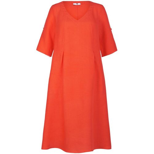 Kleid 3/4-Arm aus 100% Leinen Anna Aura rot