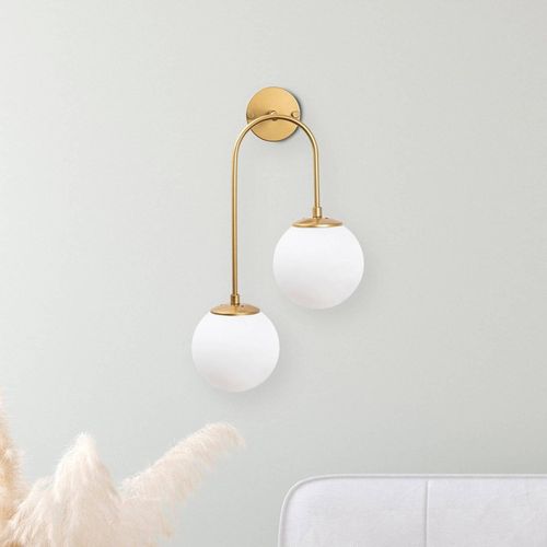 Wandlampe Jewel 10585 goldfarben, Opalglas 55 x 30 cm 2-flg.