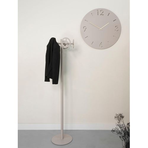 Uhr SPINDER DESIGN Wanduhren Gr. Ø 80cm B/H/T: 80cm x 80cm x 3cm, Quarzuhr, 12 Ziffern, grau (silky taupe) Champagnerfarbene Hände