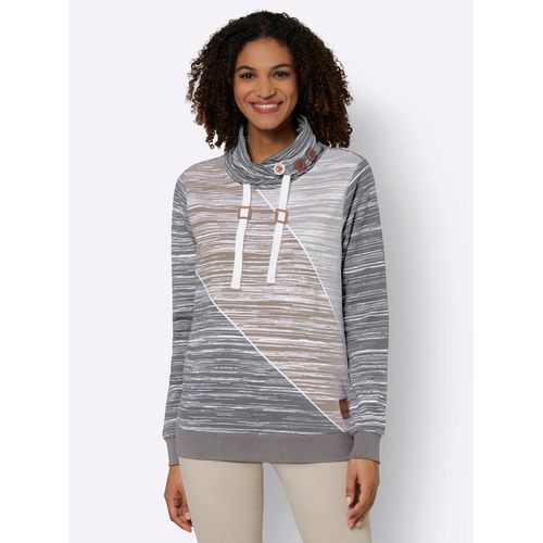 Sweatshirt CASUAL LOOKS Gr. 38, grau (grau, ecru, bedruckt) Damen Sweatshirts