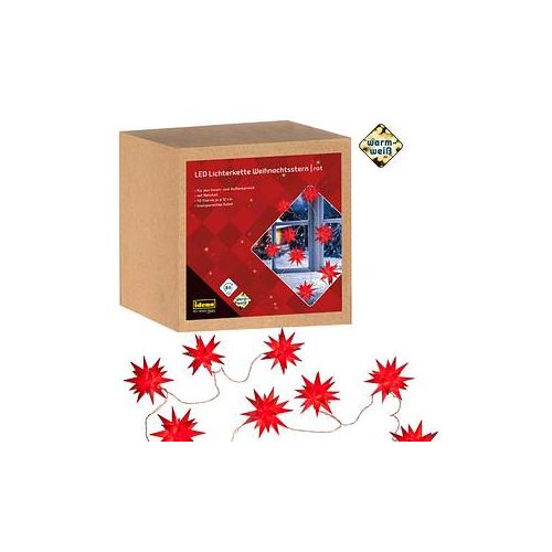 Idena 10er Weihnachtssterne LED Lichterkette rot