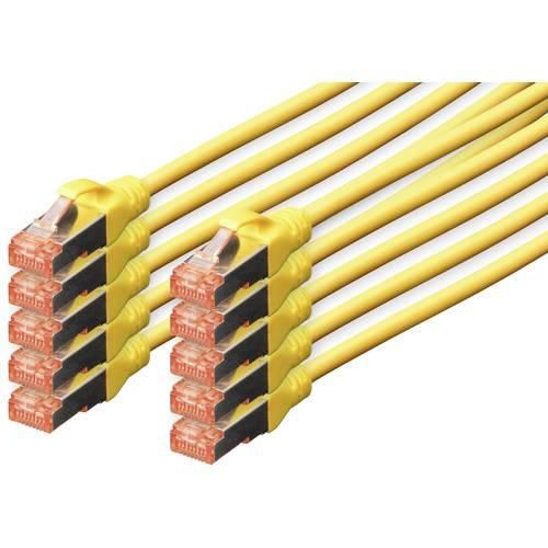 Digitus DK-1644-050-Y-10 RJ45 Netzwerkkabel, Patchkabel CAT 6 S/FTP 5.00 m Gelb Folienschirm, Gesamtschirm, Geschirmt, Halogenfrei, Simplex, doppelt geschirmt,