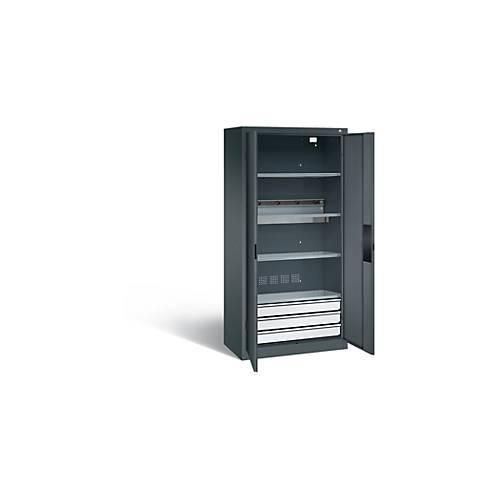 C+P Akkuladeschrank Basic mit Vollblechtüren, H 1950 x B 930 x T 500 mm, Anthrazit