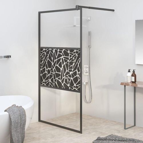 Duschwand für Walk-In Dusche 100x195cm esg Steindesign Schwarz