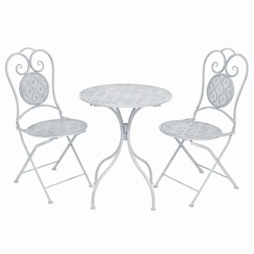 vidaXL 3-tlg. Bistro-Set Stahl Grau-Weiß