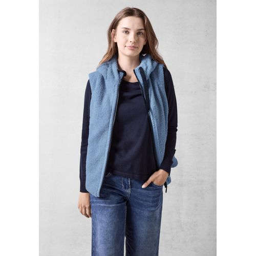 Steppweste CECIL, Damen, Gr. L (42), blau (crystal blau), Stoff, 100% Polyester, unifarben, casual, gerade normal, ohne Ausschnitt, Westen, mit Kapuze mit Tunnelzugband