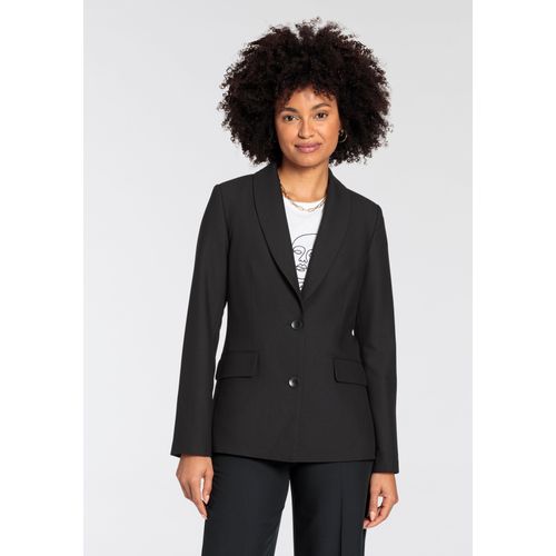 Jackenblazer HECHTER PARIS Gr. 44, schwarz Damen Blazer mit Schalkragen- NEUE KOLLEKTION