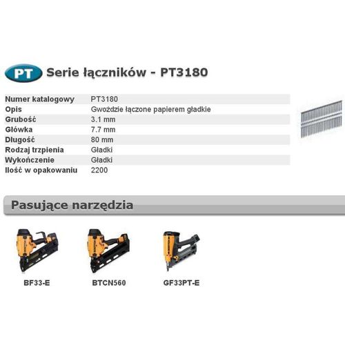 Gwoździe pt 33` 3,1 x 80mm 2200 szt. - Bostitch