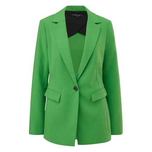 Longblazer COMMA Gr. 42, grün Damen Blazer mit tiefem V-Ausschnitt