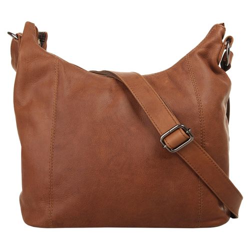 Umhängetasche CLUTY, Damen, Gr. B/H/T: 32cm x 23cm x 11cm onesize, braun (cognac), Leder, unifarben, Taschen, echt Leder