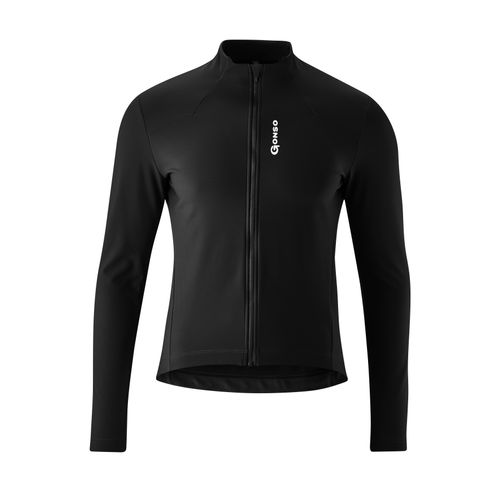 Radtrikot GONSO "SITIVO TRIKOT THERM M" Gr. L, schwarz Herren Trikots Fahrradtrikot langarm, isolierendes Full-Zip Trikot, Tight Fit