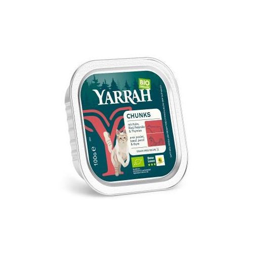 Yarrah Adult Bio Bröckchen in Soße 16x100 g Huhn & Rind