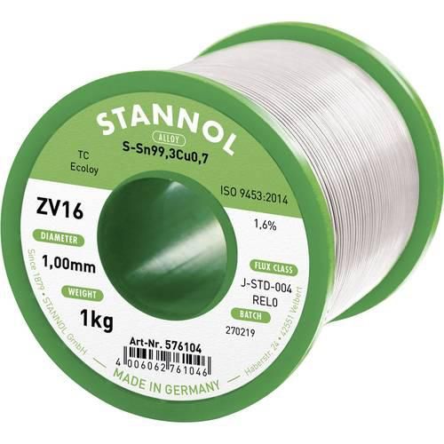 Stannol ZV16 Lötzinn, bleifrei bleifrei Sn99,3Cu0,7 REL0 1000 g 1 mm