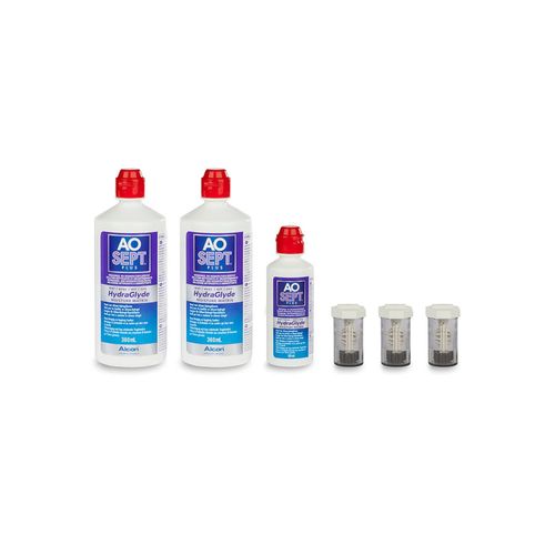 AOSept Plus HydraGlyde (2x360 ml + 90 ml + 3 Behälter) Peroxidlösung, Pflegemittel