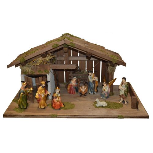 Krippe ALFRED KOLBE "Krippenstall" Weihnachtskrippen braun für 15 cm Figuren