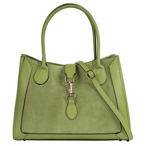 Shopper SAMANTHA LOOK, Damen, Gr. B/H/T: 34cm x 27cm x 15cm onesize, grün, Leder, clean, Taschen, echt Leder, Made in Italy