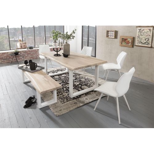 Esstisch HOME AFFAIRE "Tristan", weiß (weiß wash, weiß, weiß wash), B:220cm H:77cm T:100cm, Tische, mit Baumkante