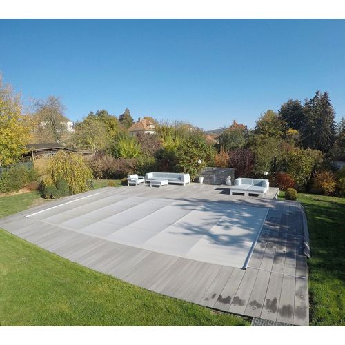 Pool-Abdeckplane KWAD "FLEX" Planen Gr. B/L: 350cm x 650cm, grau Rollabdeckung 6,0x3,0 m (Planenmaß 6,5x3,5 m)