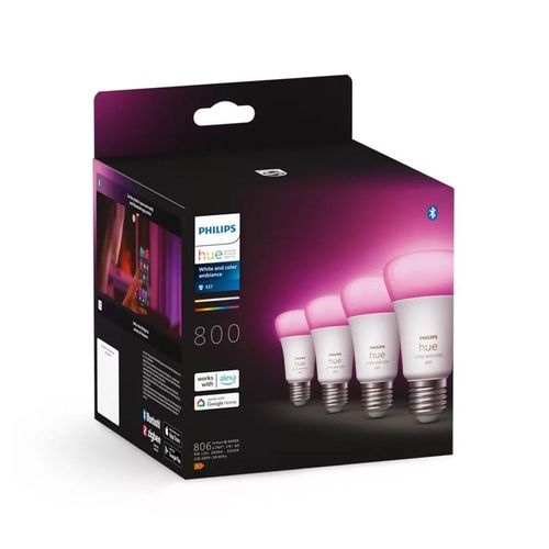 PHILIPS Hue White & Color Ambiance LED E27, 6,5 Watt, Viererpack, 8719514328402,