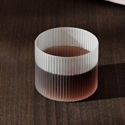 ferm LIVING Glas Ripple Low, weiß, 200 ml, Glas, 4er-Set