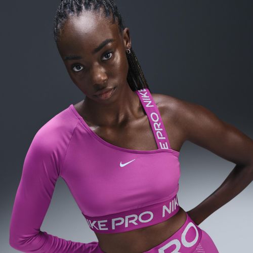 Nike Pro Shine asymmetrisches Dri-FIT Crop-Top (Damen) - Lila