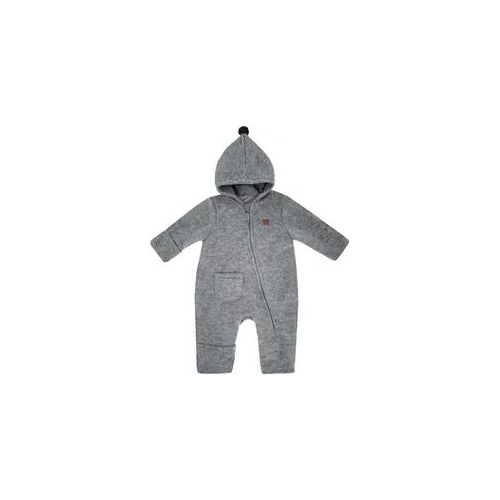 Fleeceoverall MAXIMO Gr. 62, N-Gr, grau Baby Overalls mit Zipfelkapuze Pompon und Reißverschluss