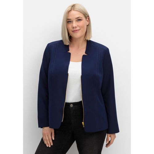 Blazer mit Stehkragen und Kontrast-Zipper, marine, Gr.40