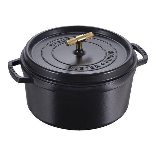 Staub La Cocotte Buster+Punch 28 cm, rund, Schwarz, Gusseisen