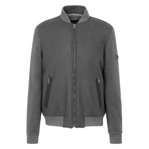Strickjacke BUGATTI, Herren, Gr. M, grau (hellgrau), Strick, 50% Baumwolle, 50% Polyacryl, unifarben, casual, regular fit, ohne Ausschnitt, Langarm Rippbündchen, Strickjacken, mit Stehkragen