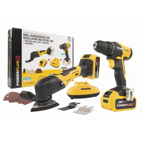 Set Powerplus POWXBBOX10 - Akkubohrmaschine + Multifunktionsschleifer 20 V, 4 Ah