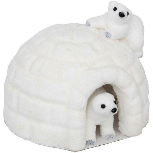 Polyfoam Iglu mit Teddybären 20cm - Feeric lights & christmas