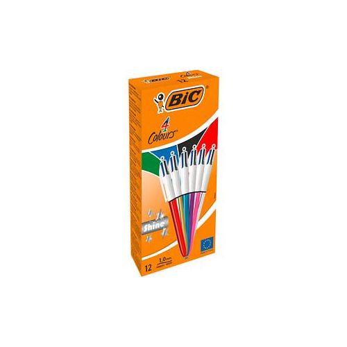 BIC 4-Farben-Kugelschreiber 4 Colours Shine farbsortiert Schreibfarbe farbsortiert, 12 St.