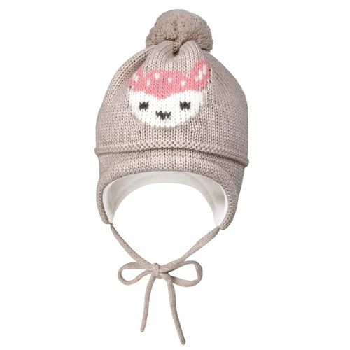 MAXIMO Strickmütze, mit Reh Motiv mit Pompon und Bindeband