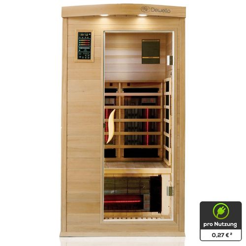 Dewello® Infrarotkabine Pierson Pro 100x100 für 1 Person, Hemlockholz & Zeder, 3 DUO-Vollspektru