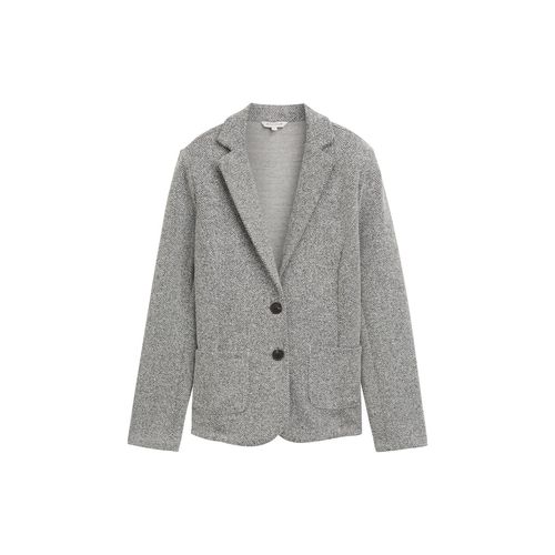 TOM TAILOR Damen Blazer mit Fischgrätenmuster, grau, Fischgrät, Gr. XL