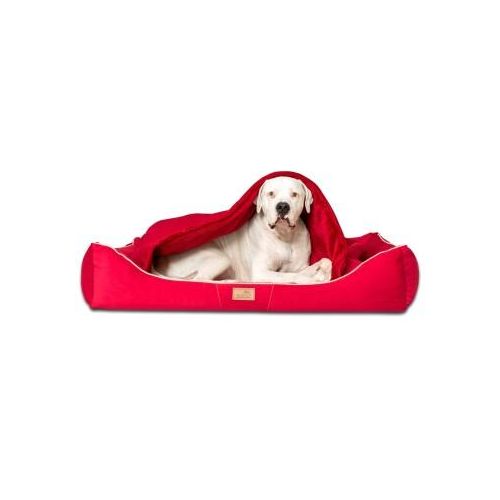 Tierlando ® RUDOLPH - Orthopädisches Hundebett inkl. Schonbezug mit Hundedecke dunkelrot 1,1 m, 25 cm, 90 cm