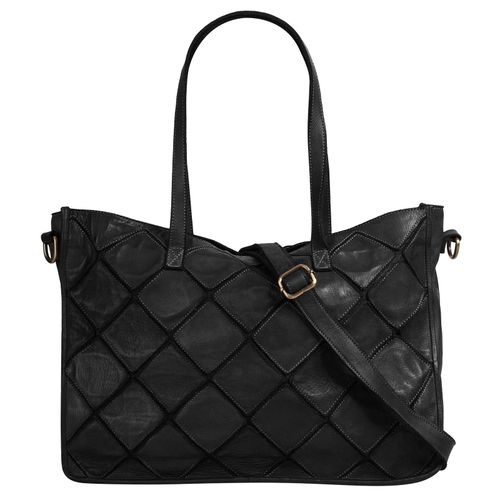 Shopper SAMANTHA LOOK Gr. B/H/T: 40cm x 28cm x 10cm onesize, schwarz Damen Taschen echt Leder, Made in Italy