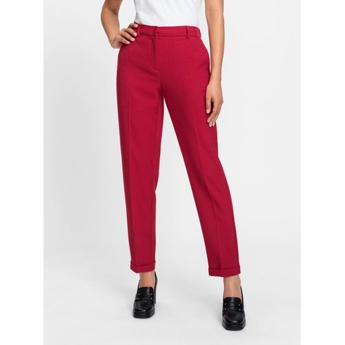 Bundfaltenhose INSPIRATIONEN, Damen, Gr. 23, Kurzgrößen, rot, 63% Polyester, 33% Viskose, 4% Elasthan, meliert, lang, Hosen