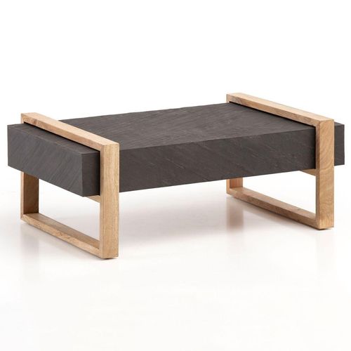 Couchtisch Steinoptik Massivholz 105x66x40 cm Sofatisch Wohnzimmertisch