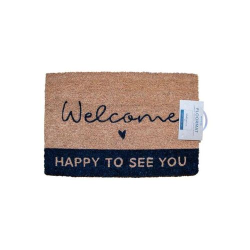 Fußabtreter Welcome happy to see you Kokosfaser Fußmatte 60x40 cm Abtreter