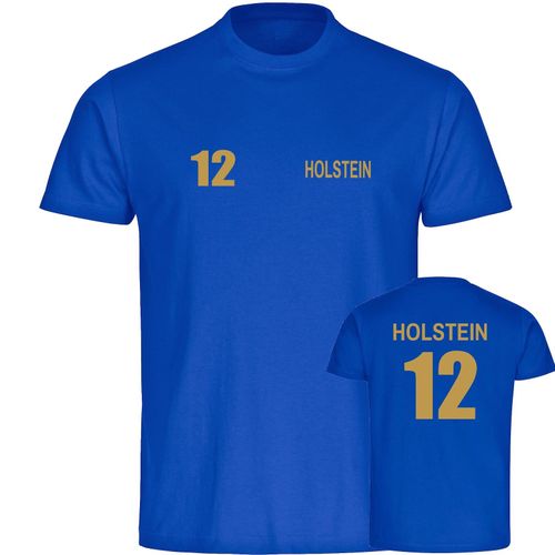 multifanshop Herren T-Shirt - Holstein - Trikot Nummer 12 gold - Druck gold metallic - Männer