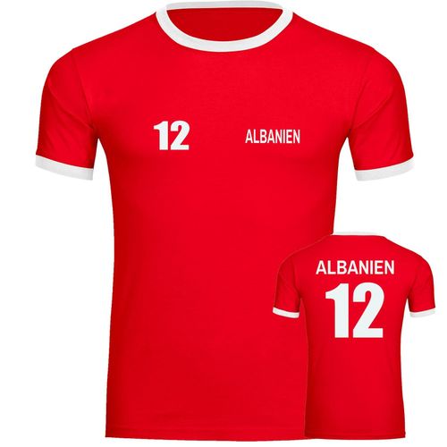 multifanshop Kontrast T-Shirt - Albanien - Trikot Nummer 12 - Druck weiß - Männer