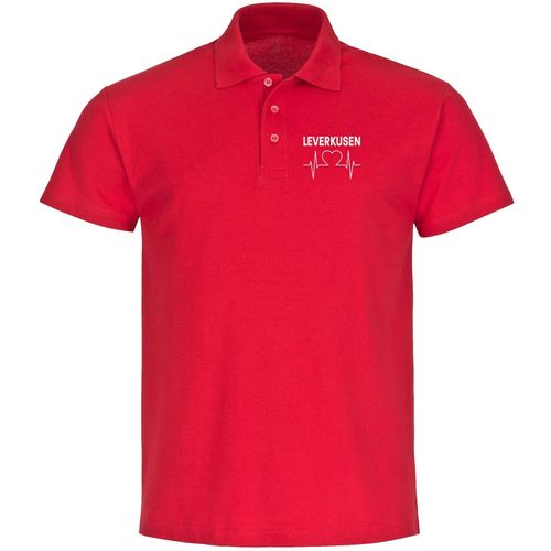 multifanshop Poloshirt - Leverkusen - Herzschlag - Druck weiß - Polo
