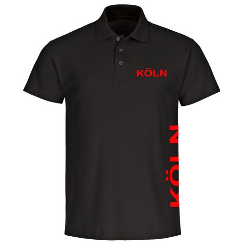multifanshop Poloshirt - Köln - Brust & Seite - Druck rot - Polo