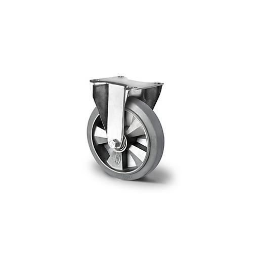 CASCOO Bockrolle BAF2, mit Rad-ø 125 mm x B 50 mm, Aluminium-Felge, Elastik-Lauffläche, grau, Doppelkugellager, bis 300 kg