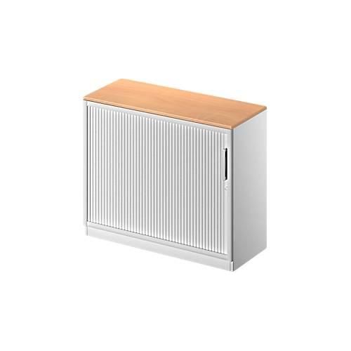 Schäfer Shop Genius Querrollladenschrank TETRIS SOLID, 2 OH, B 1000 mm, inkl. 19 mm Abdeckplatte, Buche-Dekor/weißalu/weißalu