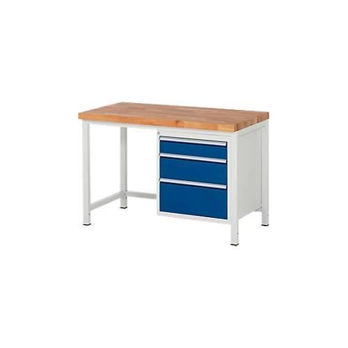 Werkbank Serie 8159, 3 Schubladen, B 1250 x T 700 x H 840 mm